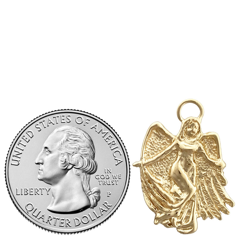 14K Gold Guardian Angel Pendant