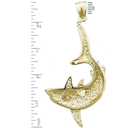 14K Gold Tiger Shark Pendant