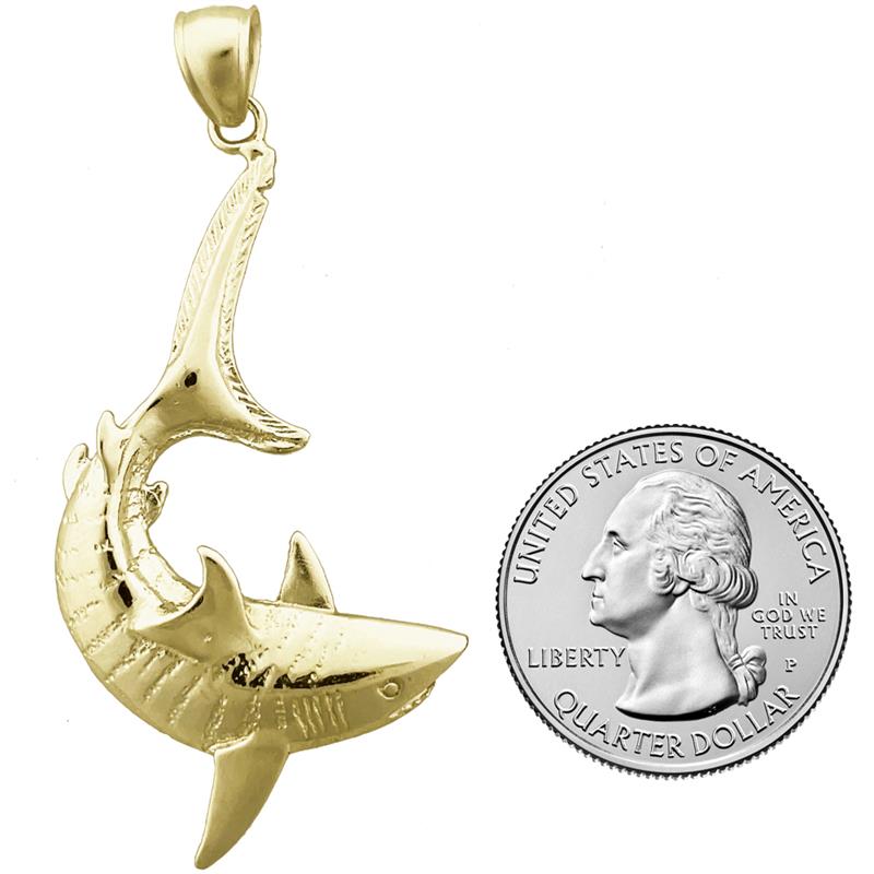 14K Gold Tiger Shark Pendant