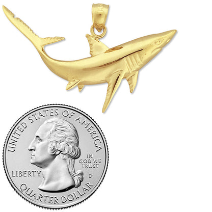 14K Gold Shark Pendant