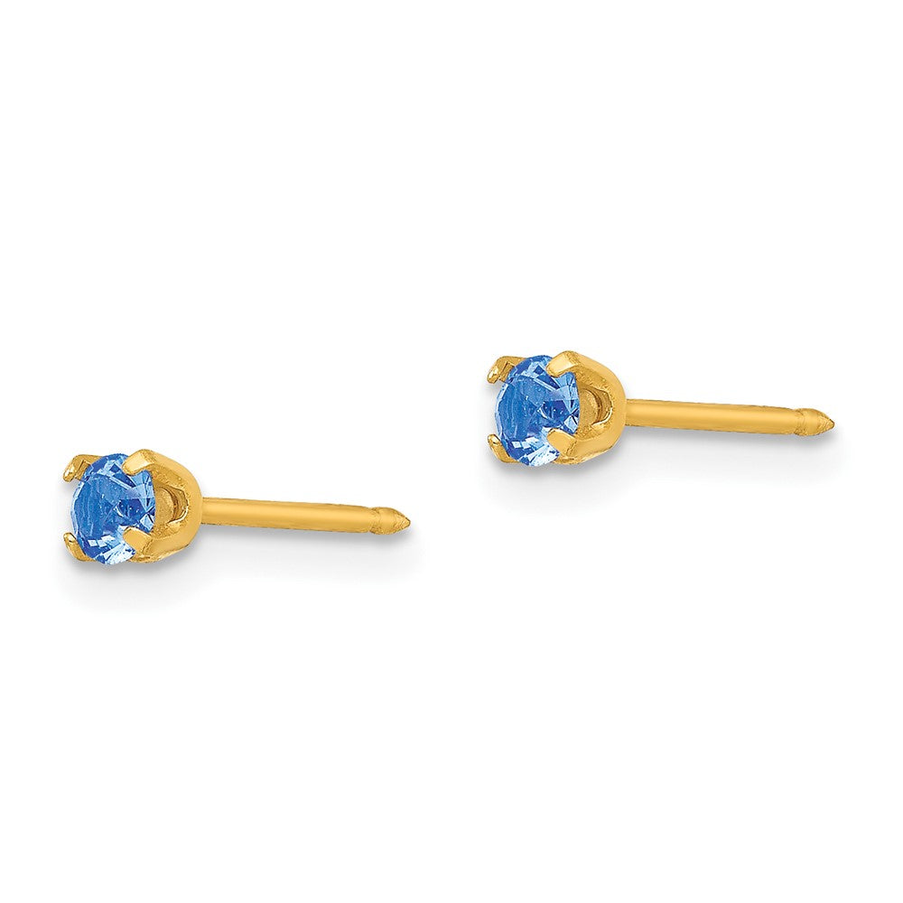 Fashion Inverness 24K Plated September Blue Crystal Birthstone Earrings