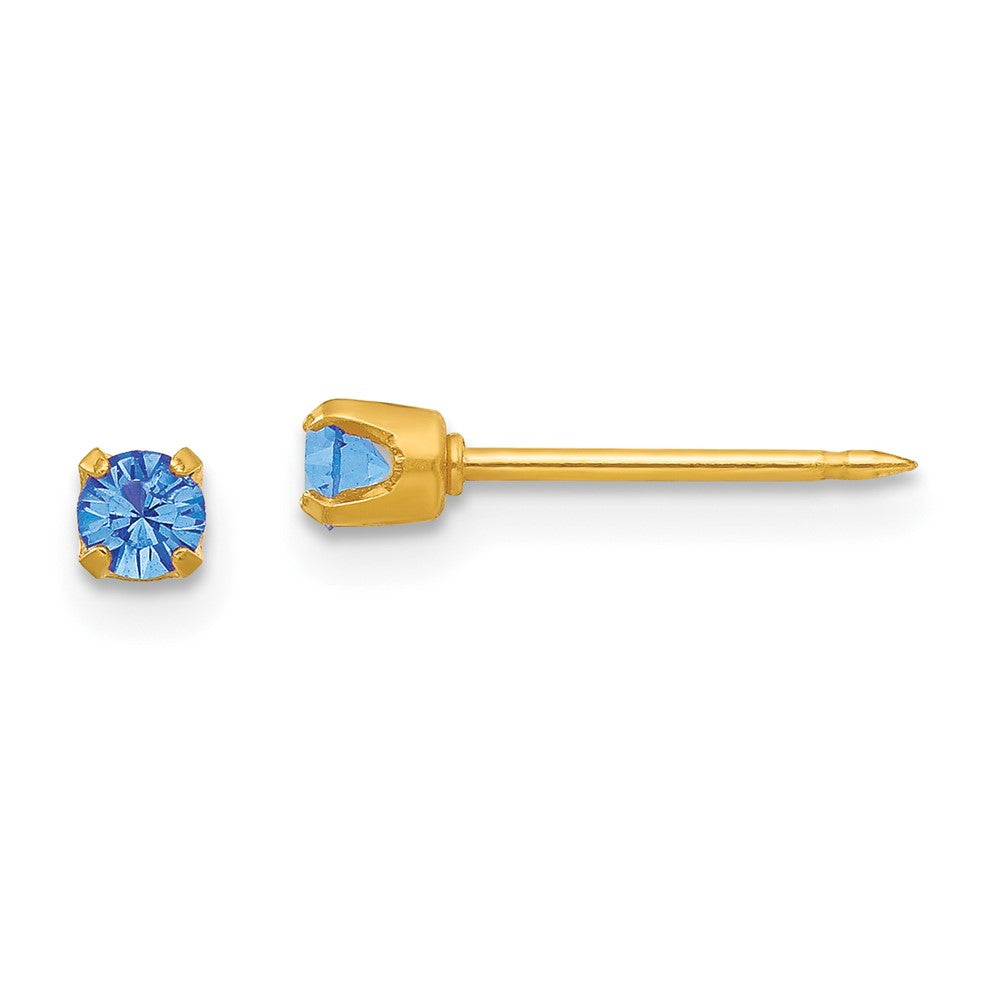 Fashion Inverness 24K Plated September Blue Crystal Birthstone Earrings