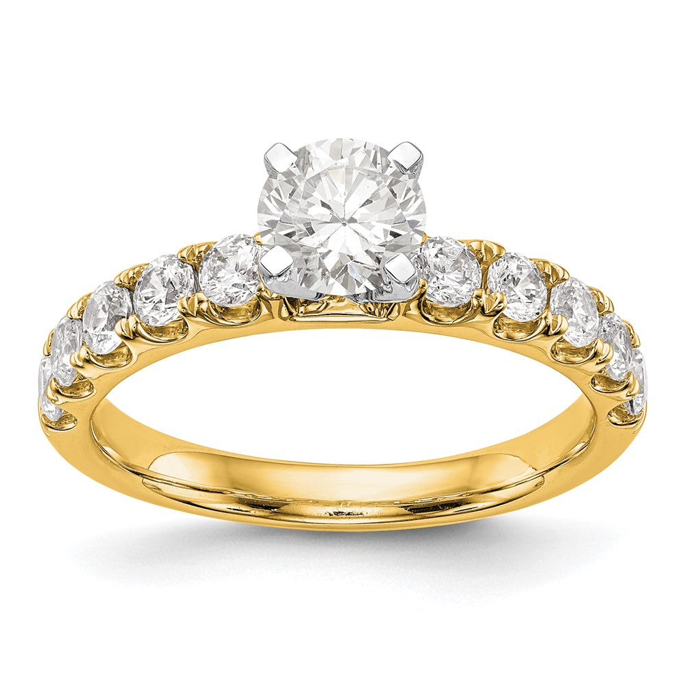 True Origin 14K Yellow Gold 3/4 carat Lab Grown Diamond VS+ F+ Semi-Mount Peg Set Engagement Ring