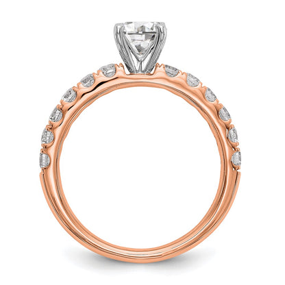 True Origin 14K Rose Gold 5/8 carat Lab Grown Diamond VS+ F+ Semi-Mount Peg Set Engagement Ring