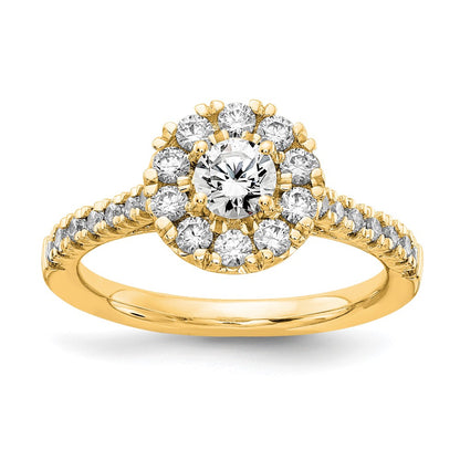 True Origin 14K Yellow Gold 1 carat Lab Grown Diamond VS+ F+ Complete Halo Engagement Ring