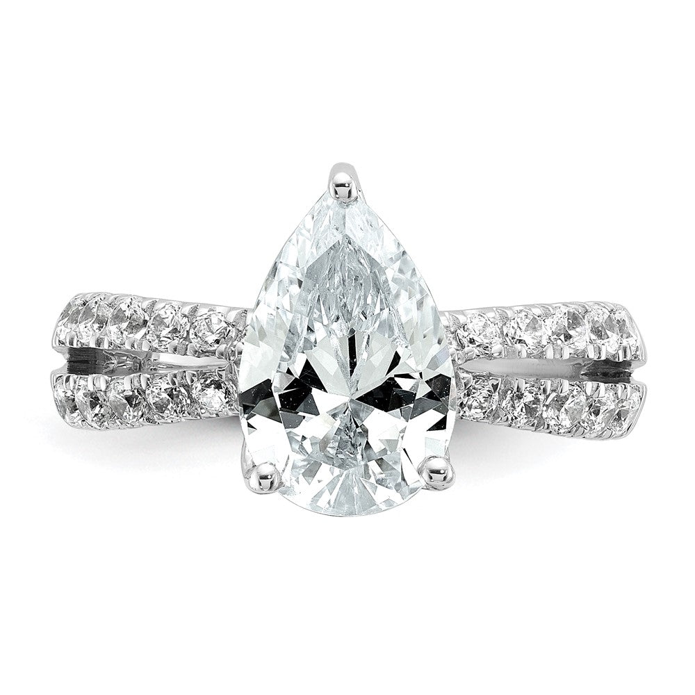 True Origin 14K White Gold 2 5/8 carat Lab Grown Diamond VS+ F+ Complete Pear Engagement Ring