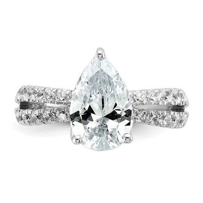 True Origin 14K White Gold 2 5/8 carat Lab Grown Diamond VS+ F+ Complete Pear Engagement Ring