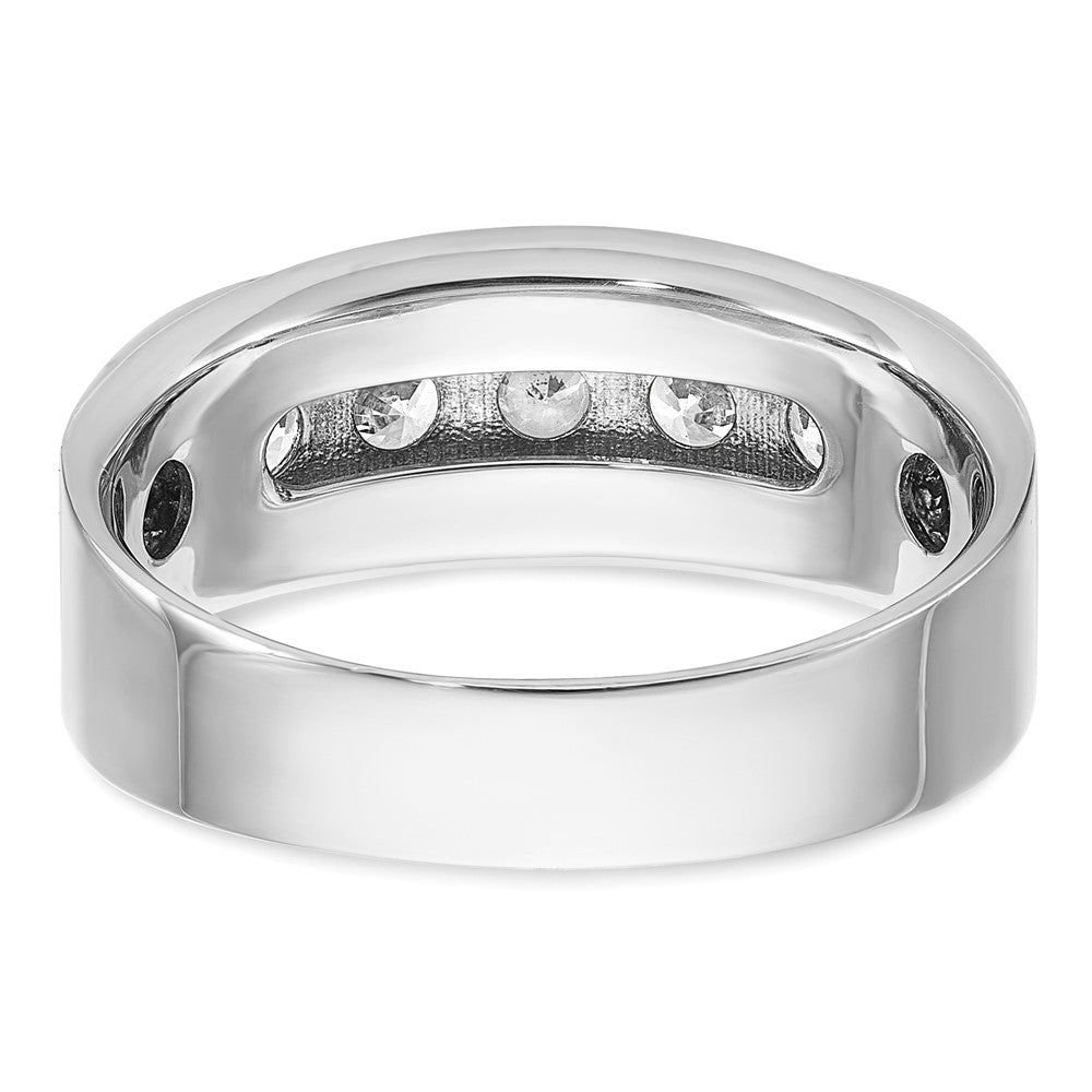 IBGoodman 14K White Gold 1 carat Lab Grown Diamond VS+ F+ Complete Polished and Brushed Five Stone Men's Wedding Band Ring