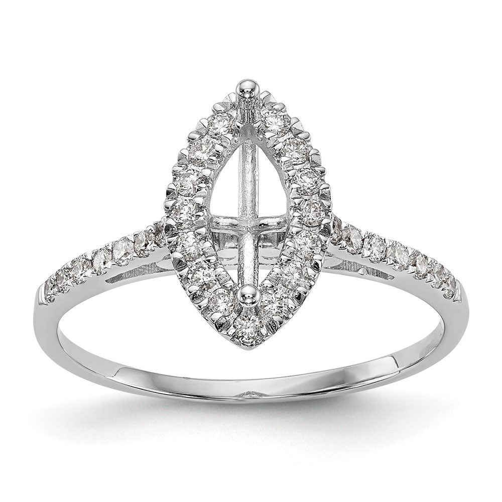 14K White Gold Halo (Holds 1 carat (10x5mm) Marquise Center) 1/4 carat Diamond Semi-mount Engagement Ring