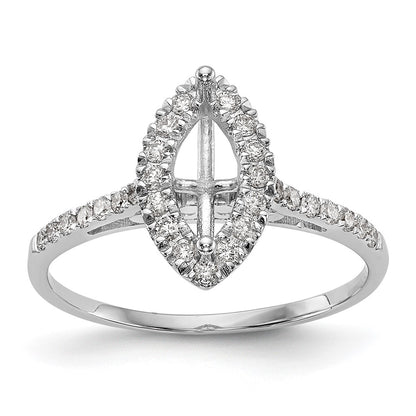 14K White Gold Halo (Holds 1 carat (10x5mm) Marquise Center) 1/4 carat Diamond Semi-mount Engagement Ring