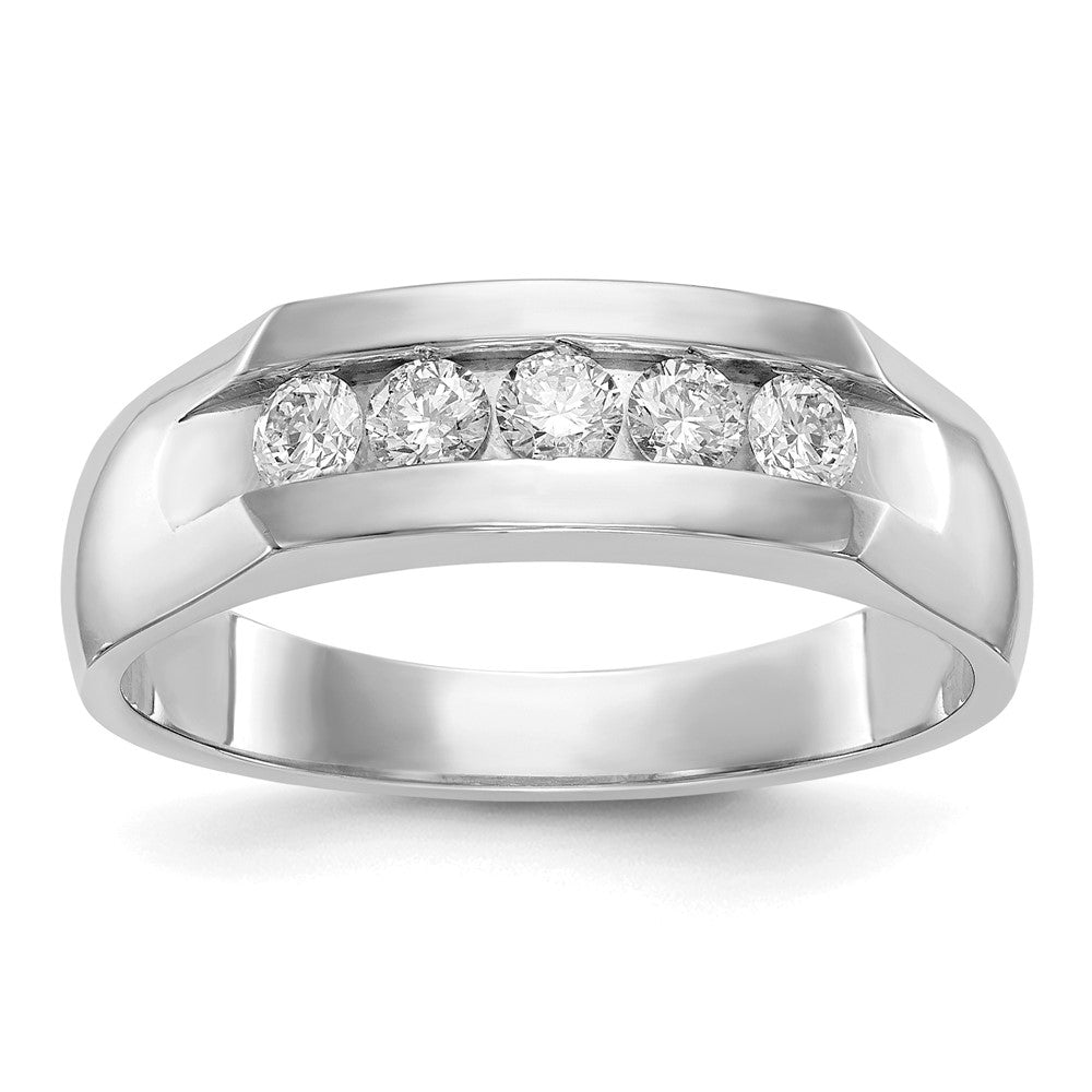 True Origin 14K White Gold Men's 1/2 carat Lab Grown Diamond VS/SI  D E F  5 Stone Channel Wedding Band Ring