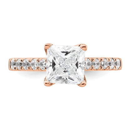True Origin 14K Rose Gold 3/8 carat Lab Grown Diamond VS+ F+ Semi-Mount Princess Engagement Ring