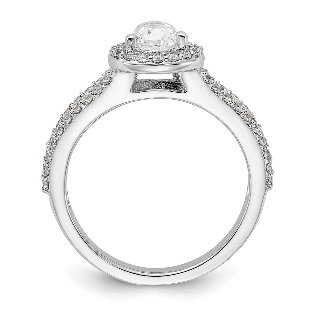 14K White Gold Halo Plus (Holds 1 carat (8x5mm) Pear Center) 5/8 carat Diamond Semi-Mount Engagement Ring