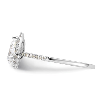 14K White Gold Halo (Holds 1 carat (8x5mm) Pear Center) 1/3 carat Diamond Semi-mount Engagement Ring