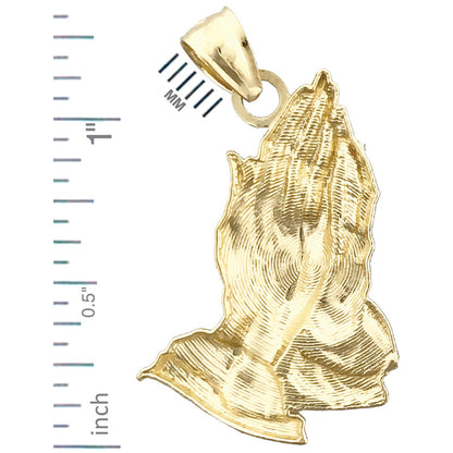14K Gold Praying Hands Pendant