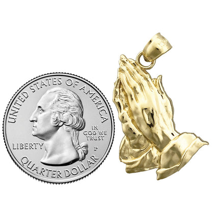 14K Gold Praying Hands Pendant