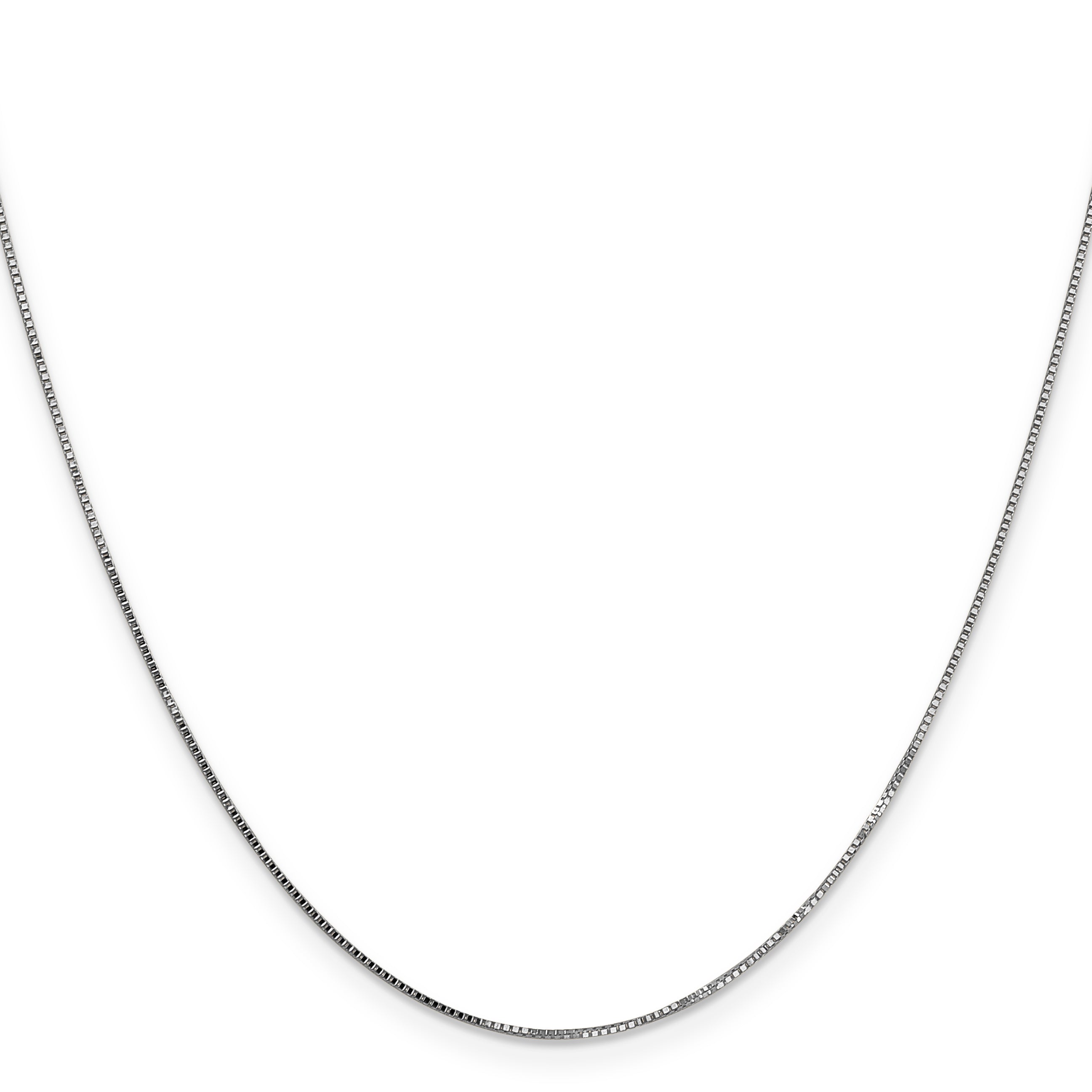 24 Inch 14K White Gold .8mm Box With Spring Ring Clasp Chain Necklace