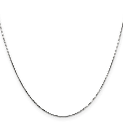 24 Inch 14K White Gold .8mm Box With Spring Ring Clasp Chain Necklace
