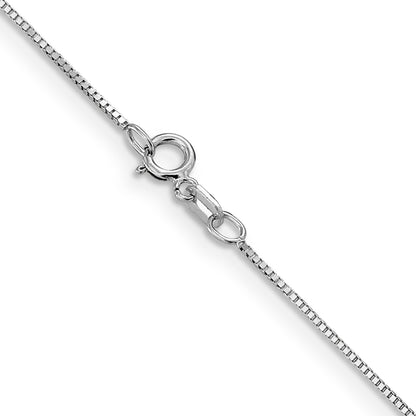 2 Inch 14K White Gold .8mm Box With Spring Ring Clasp Chain Necklace