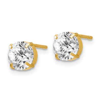 14K Yellow Gold Cz Stud 6.0mm Earrings