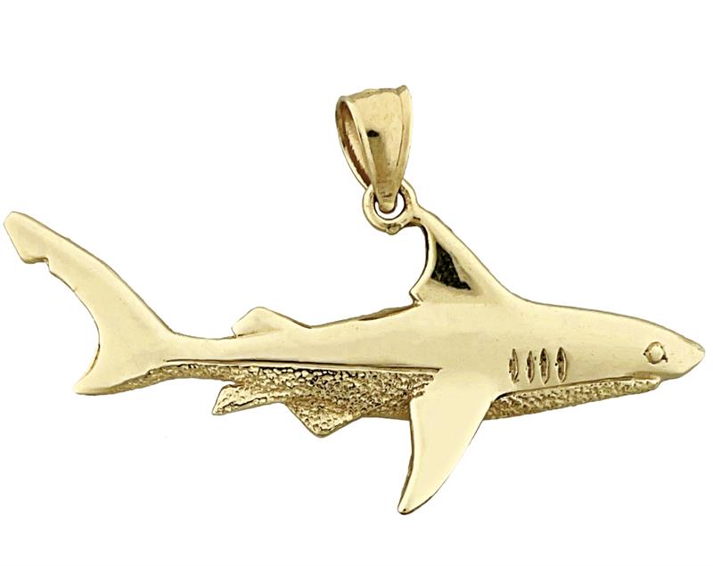 14K Gold 46MM Shark Pendant