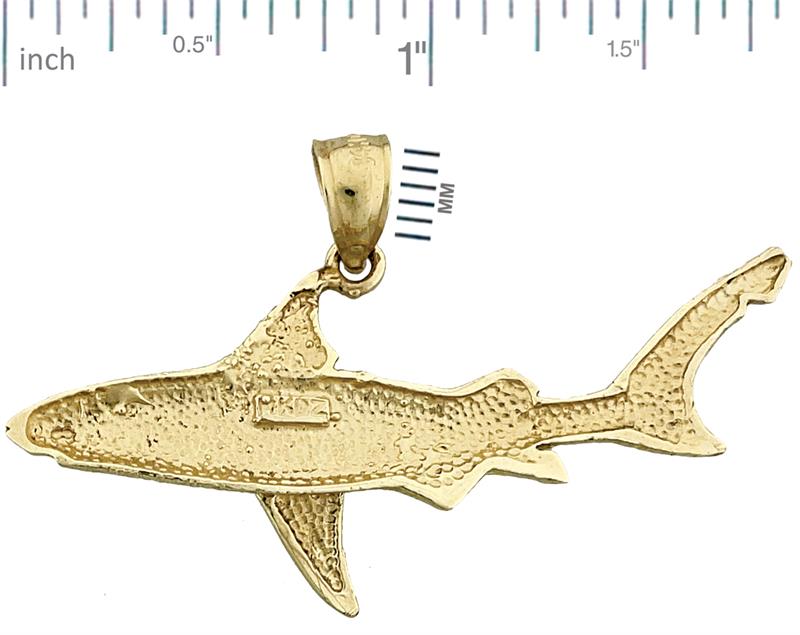 14K Gold 46MM Shark Pendant