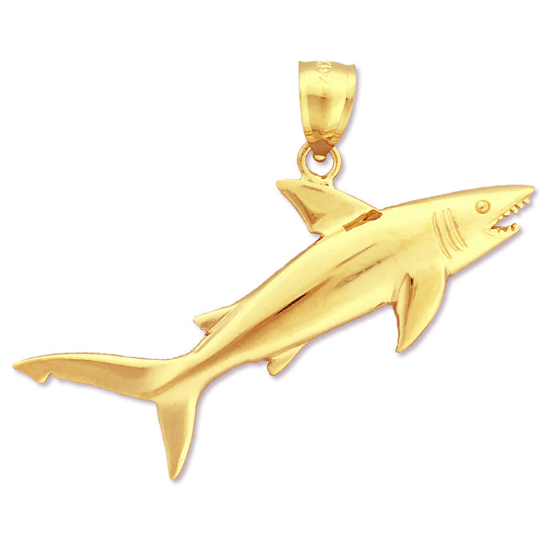 14K Gold Jaws Open Shark Pendant