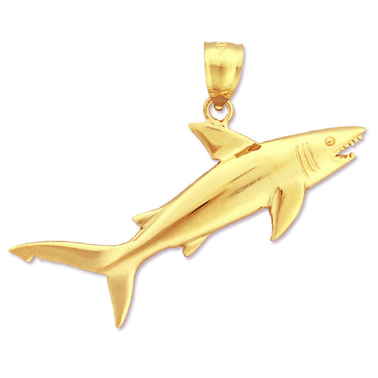 14K Gold Jaws Open Shark Pendant