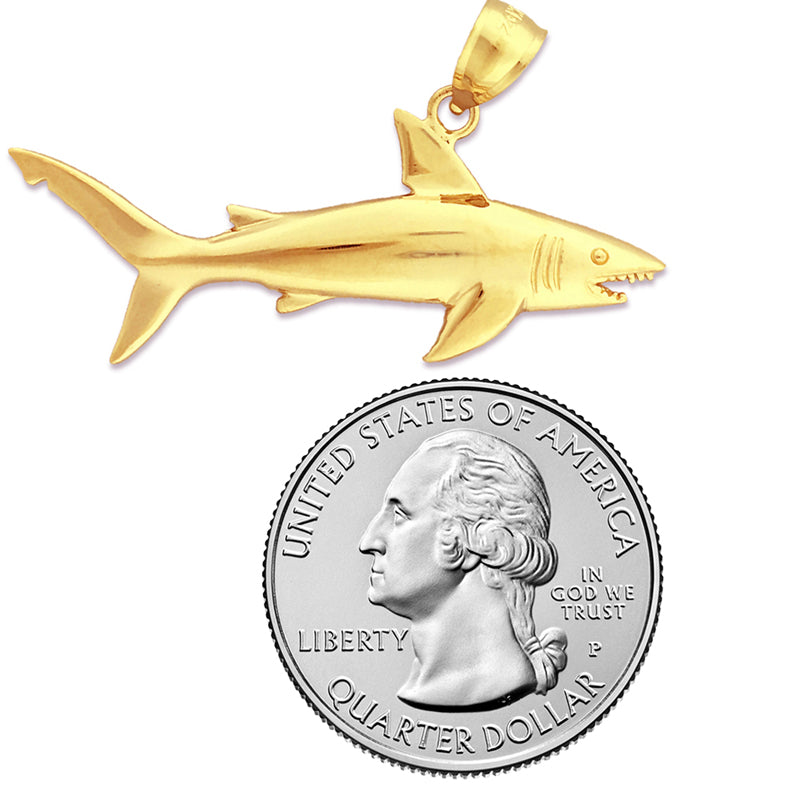 14K Gold Jaws Open Shark Pendant