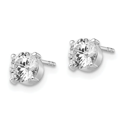 14K White Gold Cz Stud 6.0mm Earrings