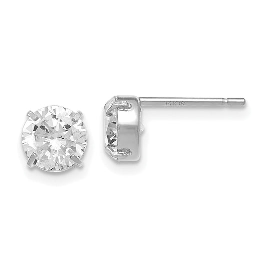 14K White Gold Cz Stud 6.0mm Earrings