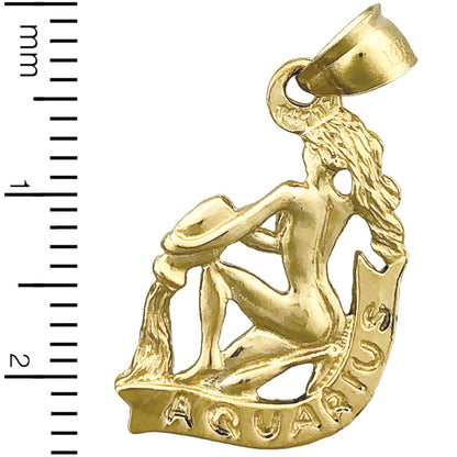 14K Gold 3-D Zodiac Aquarius Charm