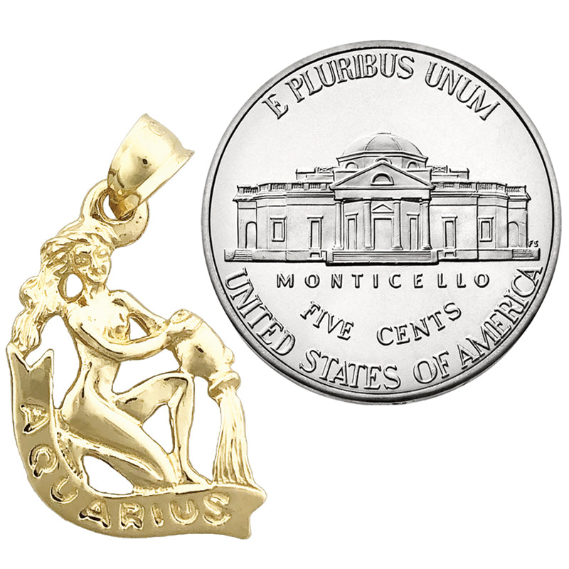 14K Gold 3-D Zodiac Aquarius Charm