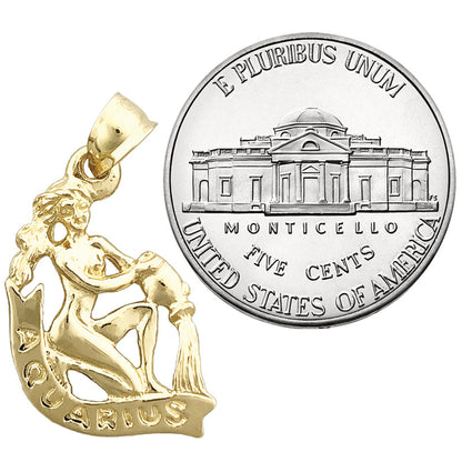 14K Gold 3-D Zodiac Aquarius Charm