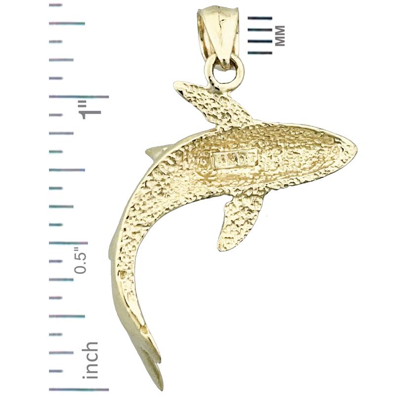 14K Gold Shark with Dorsal View Pendant