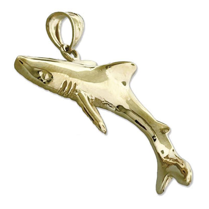 14K Gold Shark with Dorsal View Pendant