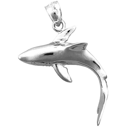 14K Gold Shark with Dorsal View Pendant