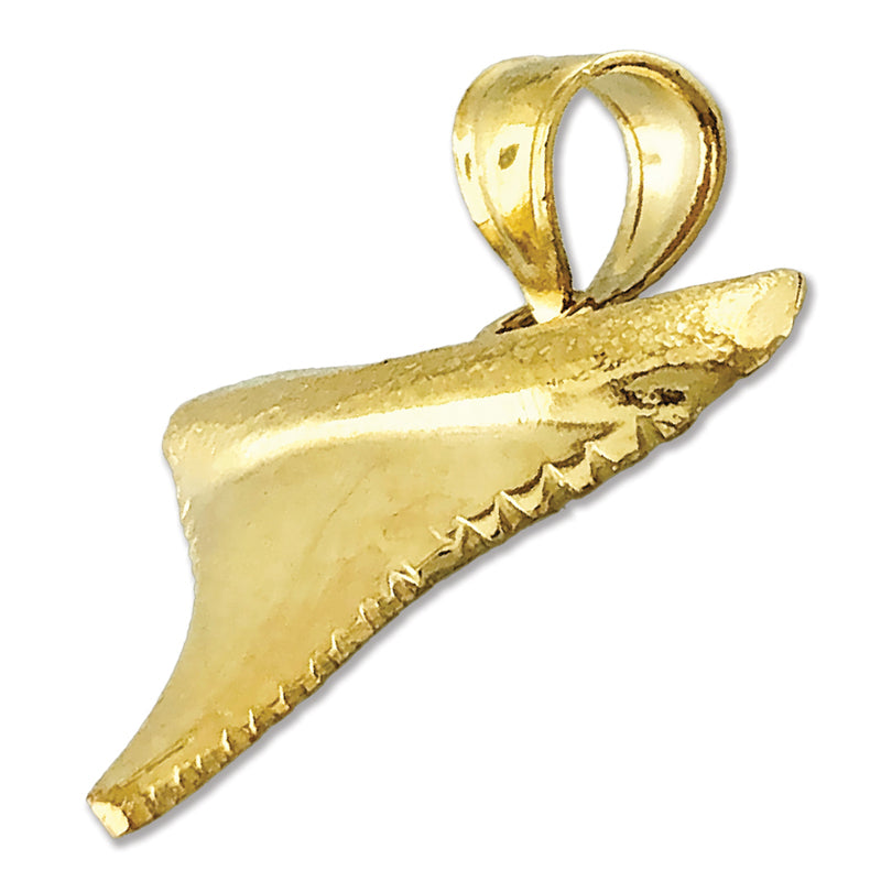 14K Gold Serrated Shark Tooth Pendant