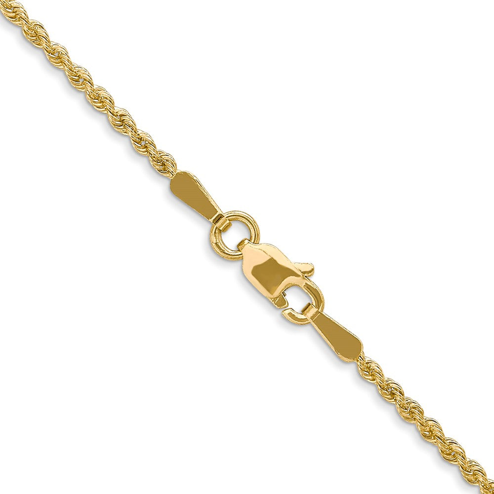 16 Inch 14K Yellow Gold 1.6mm Solid Regular Rope Chain Necklace