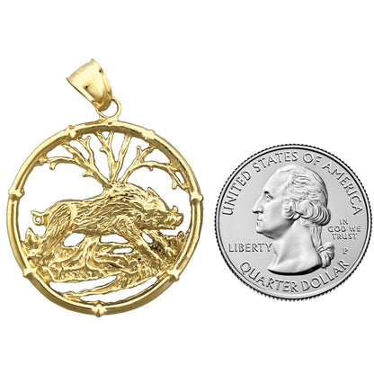 14K Gold Pig Chinese Zodiac Pendant