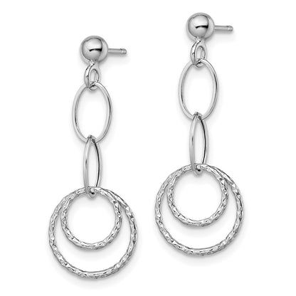 14K White Gold Post Dangle Earrings
