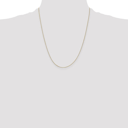 22 Inch 14K Yellow Gold .5mm Baby Box With Spring Ring Clasp Chain Necklace