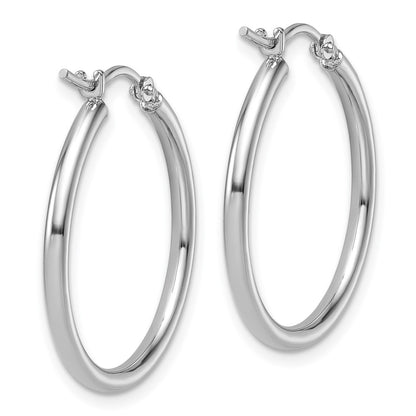 14K White Gold 2X25mm Polished Hoop Earrings