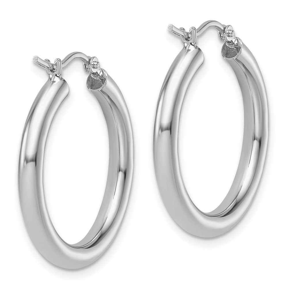 14K White Gold Polished Hoop Earrings