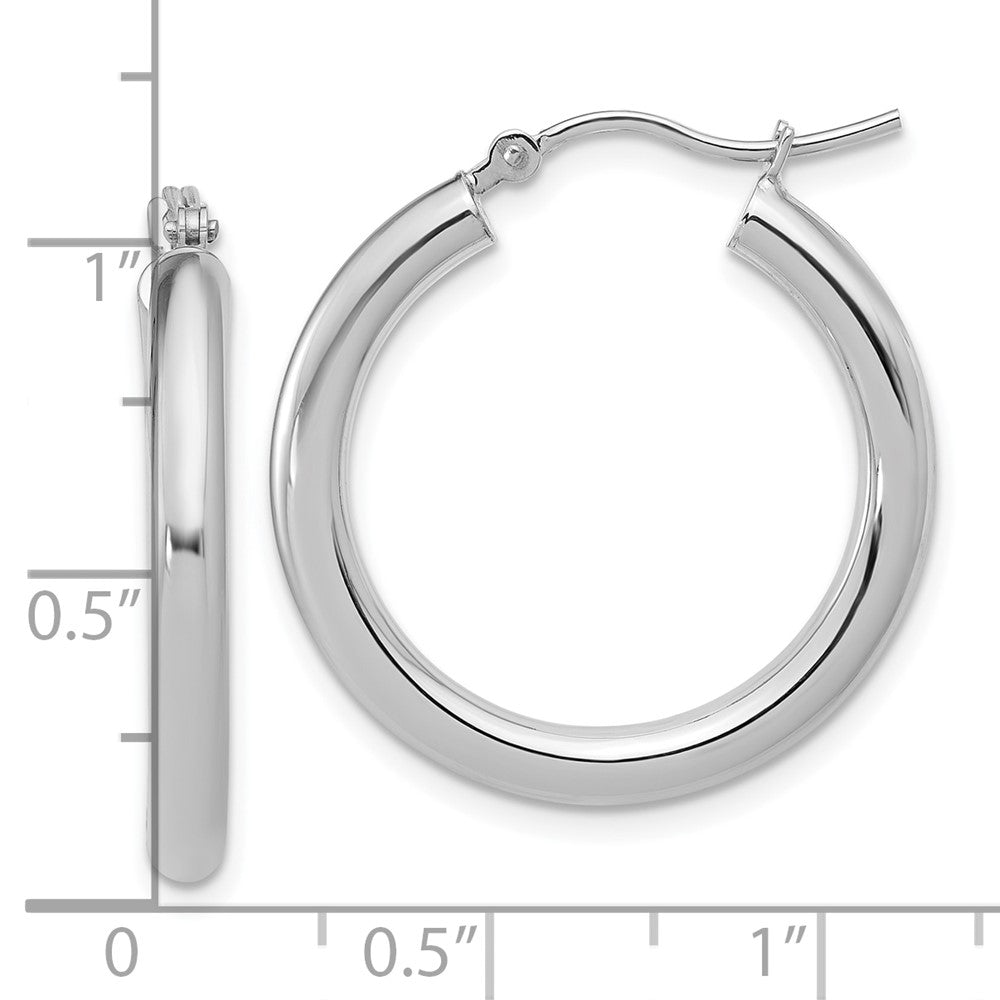 14K White Gold Polished Hoop Earrings