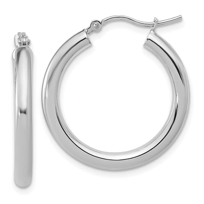 14K White Gold Polished Hoop Earrings