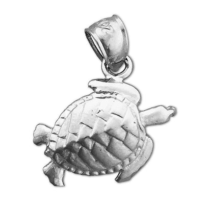 14K Gold 20MM Sea Life Turtle Pendant