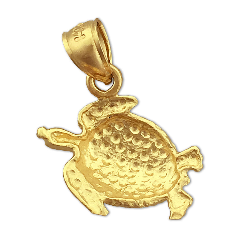 14K Gold 30MM Sea Life Turtle Pendant