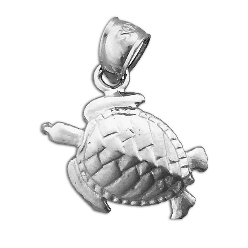 14K Gold 30MM Sea Life Turtle Pendant