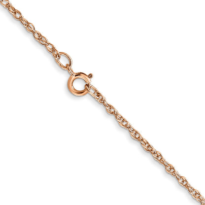 14K Rose Gold 20 Inch Carded 1.15mm Cable Rope With Spring Ring Clasp Chain Necklace